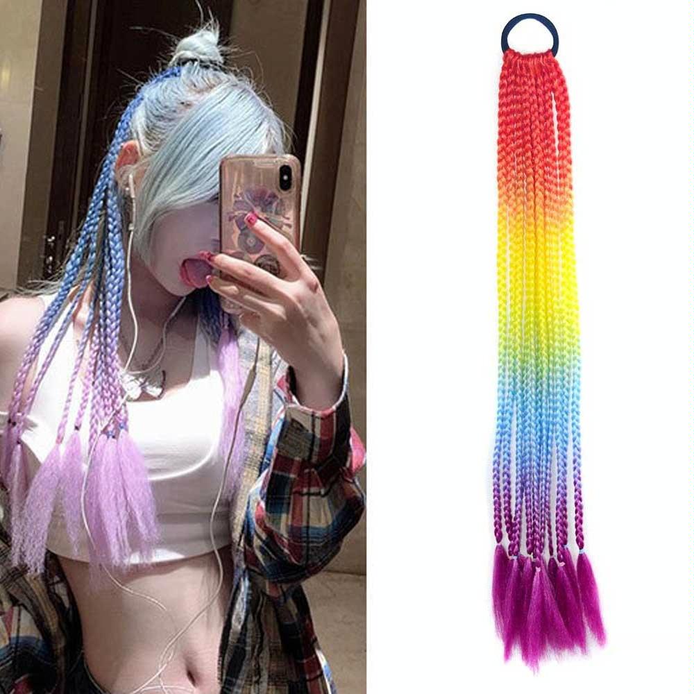 FQXBMW Colorful Braid Hair Band Wigs Corn Silk Colorful Dreadlocks Ponytail, Color: 29