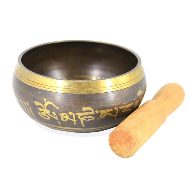 FB02-T8 Buddha Sound Bowl Yoga Meditation Bowl Home Decoration, Random Color And Pattern Delivery, Size: 9.5cm(Bowl+Small Wooden Stick)