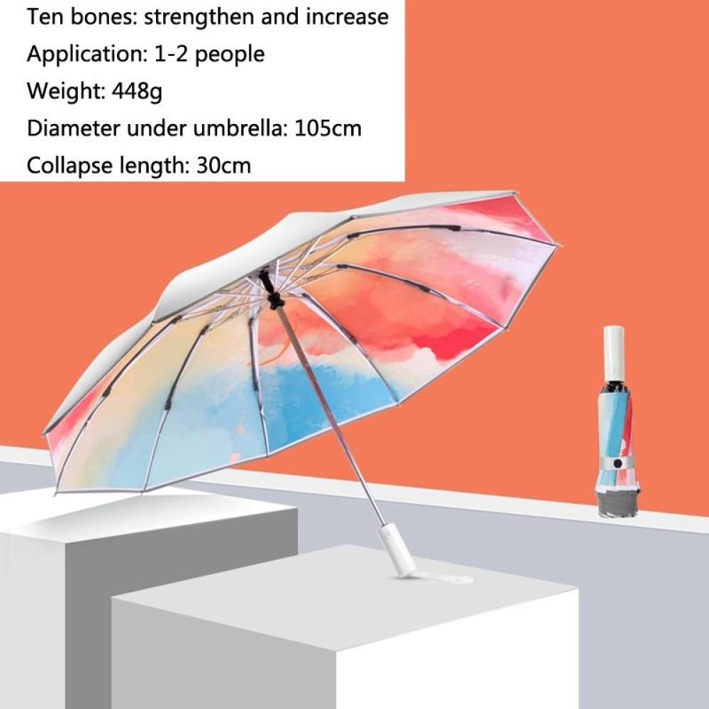 3021 Automatic Rain And Sun Dual-Purpose Umbrella Sun-Proof And Anti-Rebound Folding Umbrella(Light Orange)