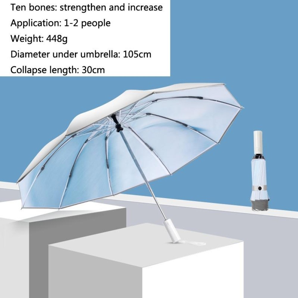 3021 Automatic Rain And Sun Dual-Purpose Umbrella Sun-Proof And Anti-Rebound Folding Umbrella(Light Blue)