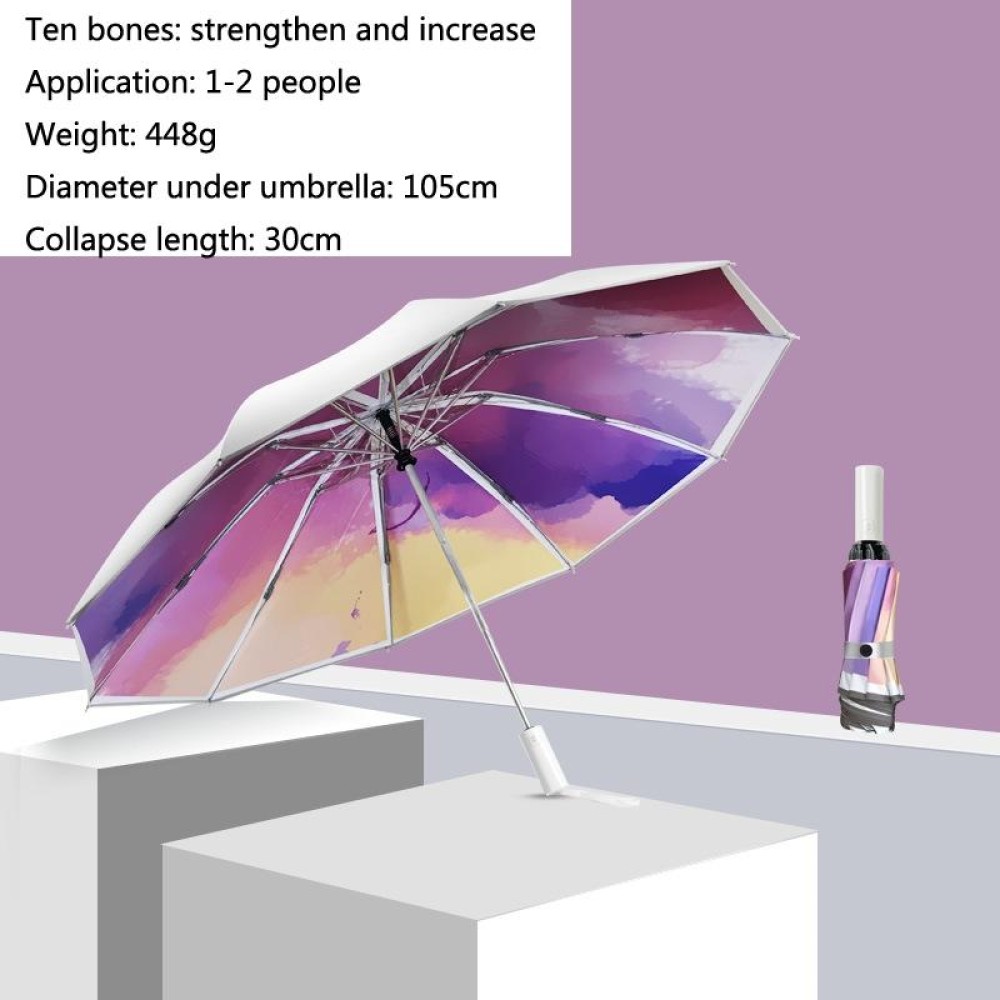 3021 Automatic Rain And Sun Dual-Purpose Umbrella Sun-Proof And Anti-Rebound Folding Umbrella(Illusion Purple)