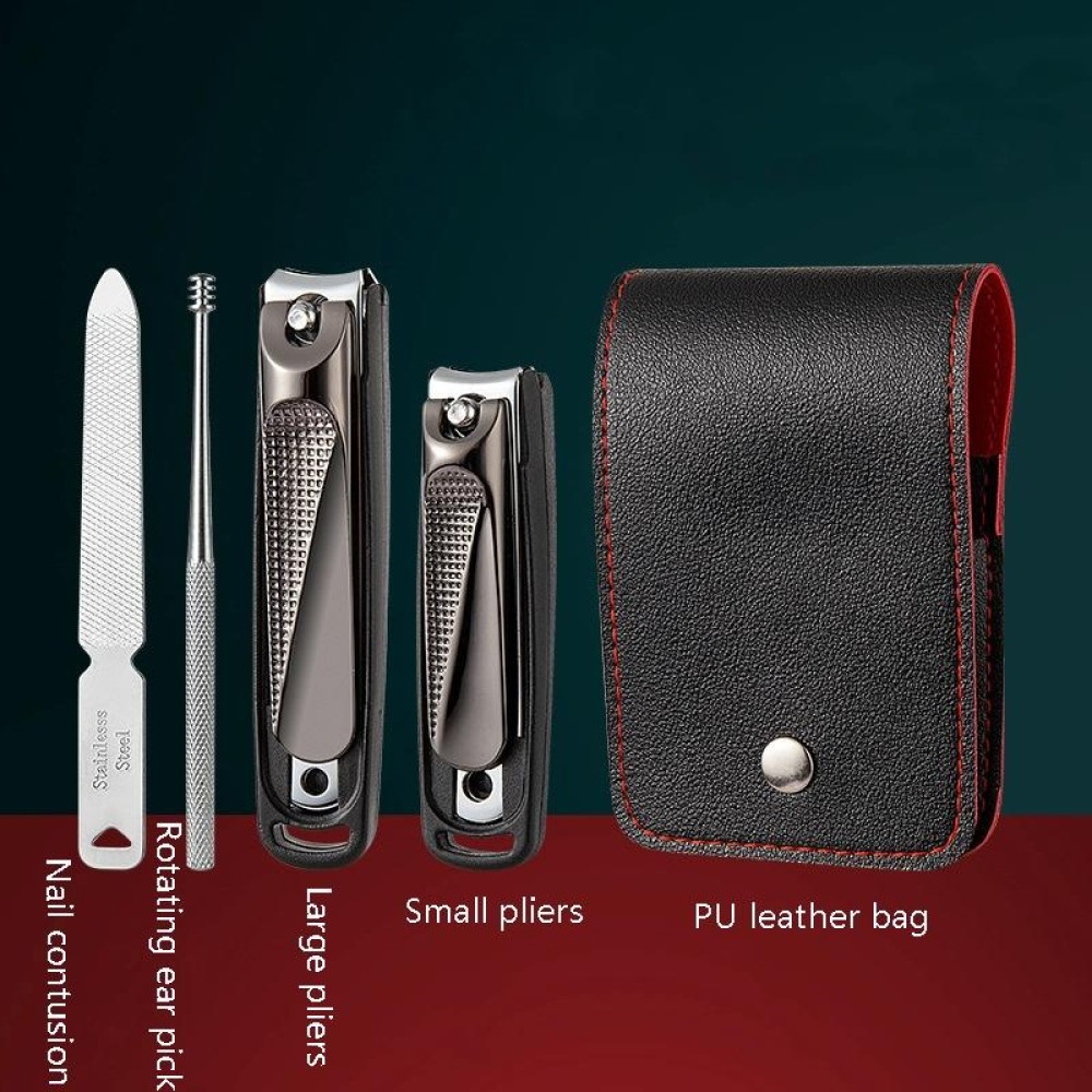 5pcs /Set Nail Scissors Portable Manicure Tool, Style: Anti-splash (Black)