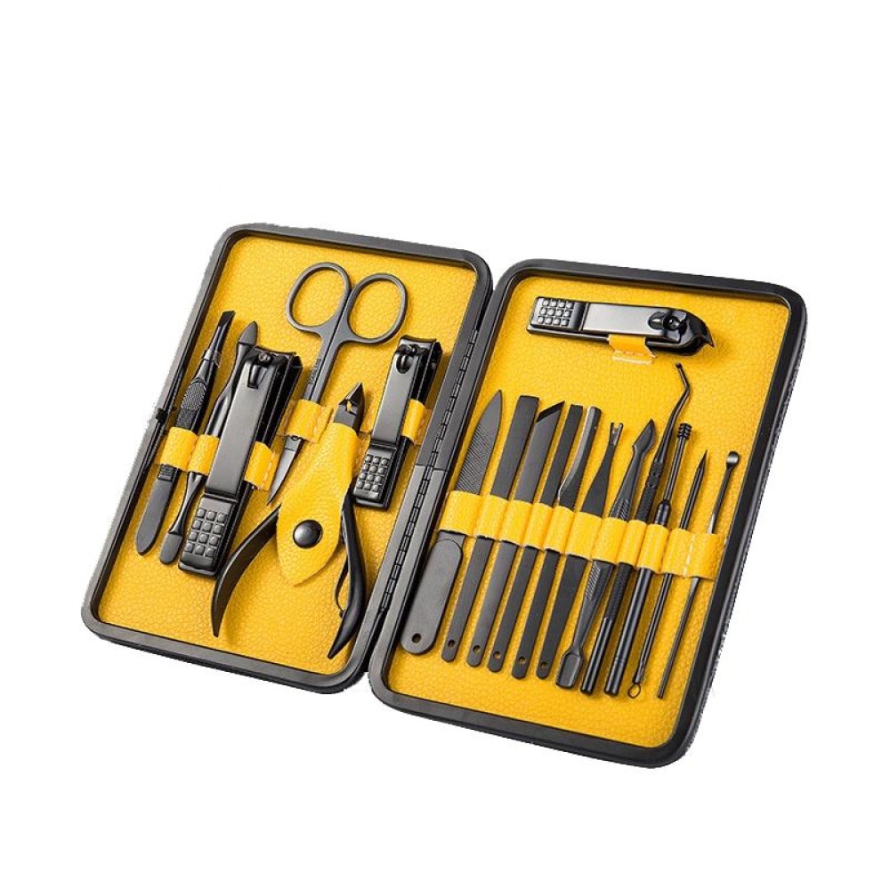 18 PCS / Set Nail Clippers Home Pedicure and Nail Care Tools(Black Yellow)