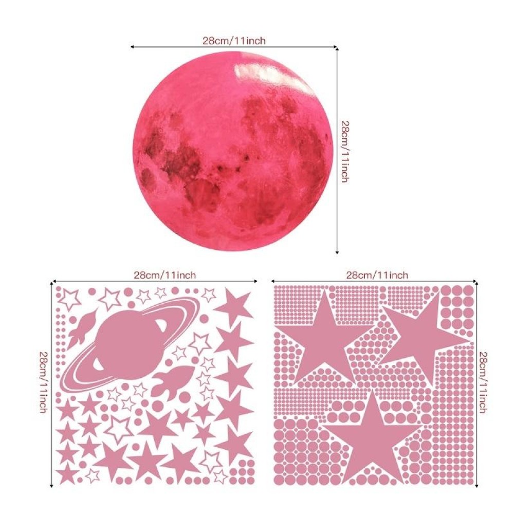2 Packs AFG3387 Moon Star Spaceship Luminous Wall Sticker, Specification: 1788PCS Pink