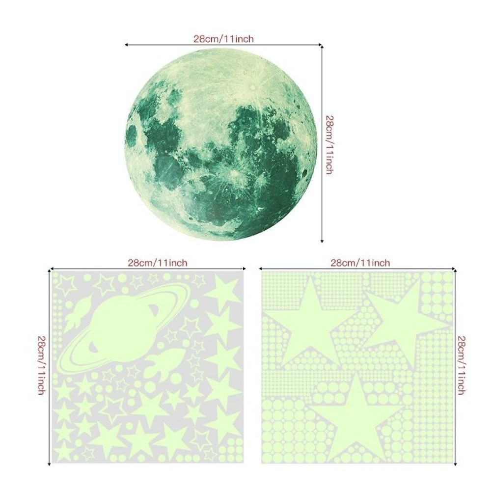 2 Packs AFG3387 Moon Star Spaceship Luminous Wall Sticker, Specification: 1788PCS Green