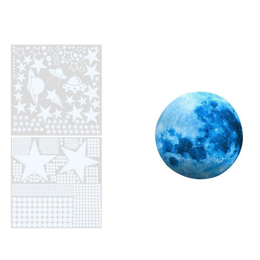 2 Packs AFG3387 Moon Star Spaceship Luminous Wall Sticker, Specification: 930PCS Blue