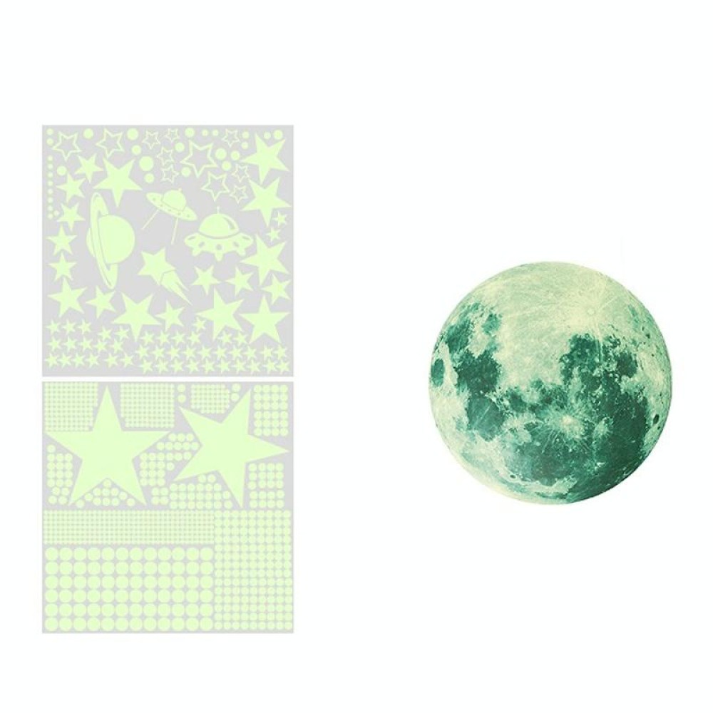 2 Packs AFG3387 Moon Star Spaceship Luminous Wall Sticker, Specification: 930PCS Green