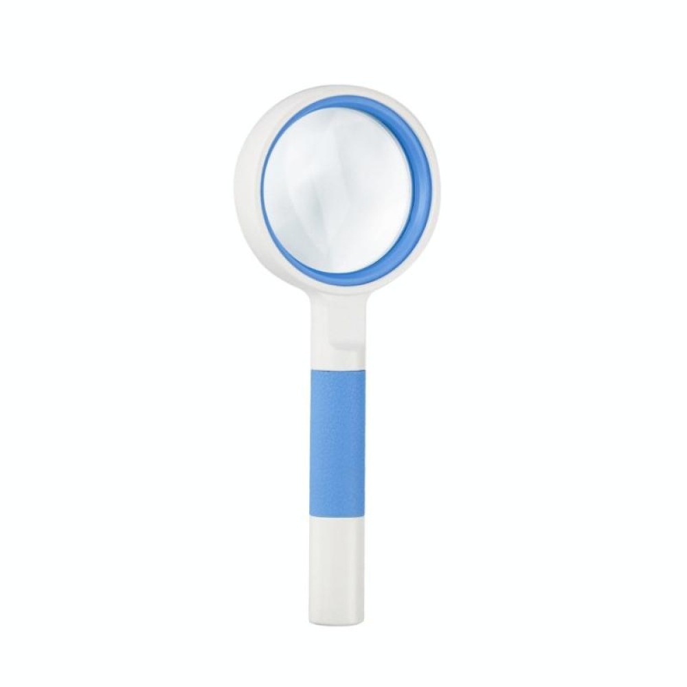 Hand-Held Reading Magnifier Glass Lens Anti-Skid Handle Old Man Reading Repair Identification Magnifying Glass, Specification: 50mm 7 Times (Blue White)