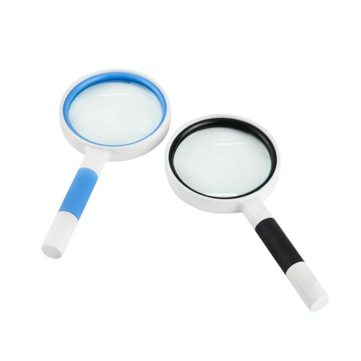 Hand-Held Reading Magnifier Glass Lens Anti-Skid Handle Old Man Reading Repair Identification Magnifying Glass, Specification: 75mm 4 Times (Blue White)