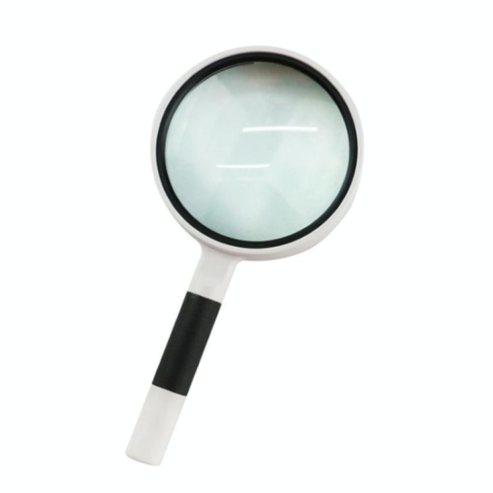 Hand-Held Reading Magnifier Glass Lens Anti-Skid Handle Old Man Reading Repair Identification Magnifying Glass, Specification: 85mm 10 Times (Black White)