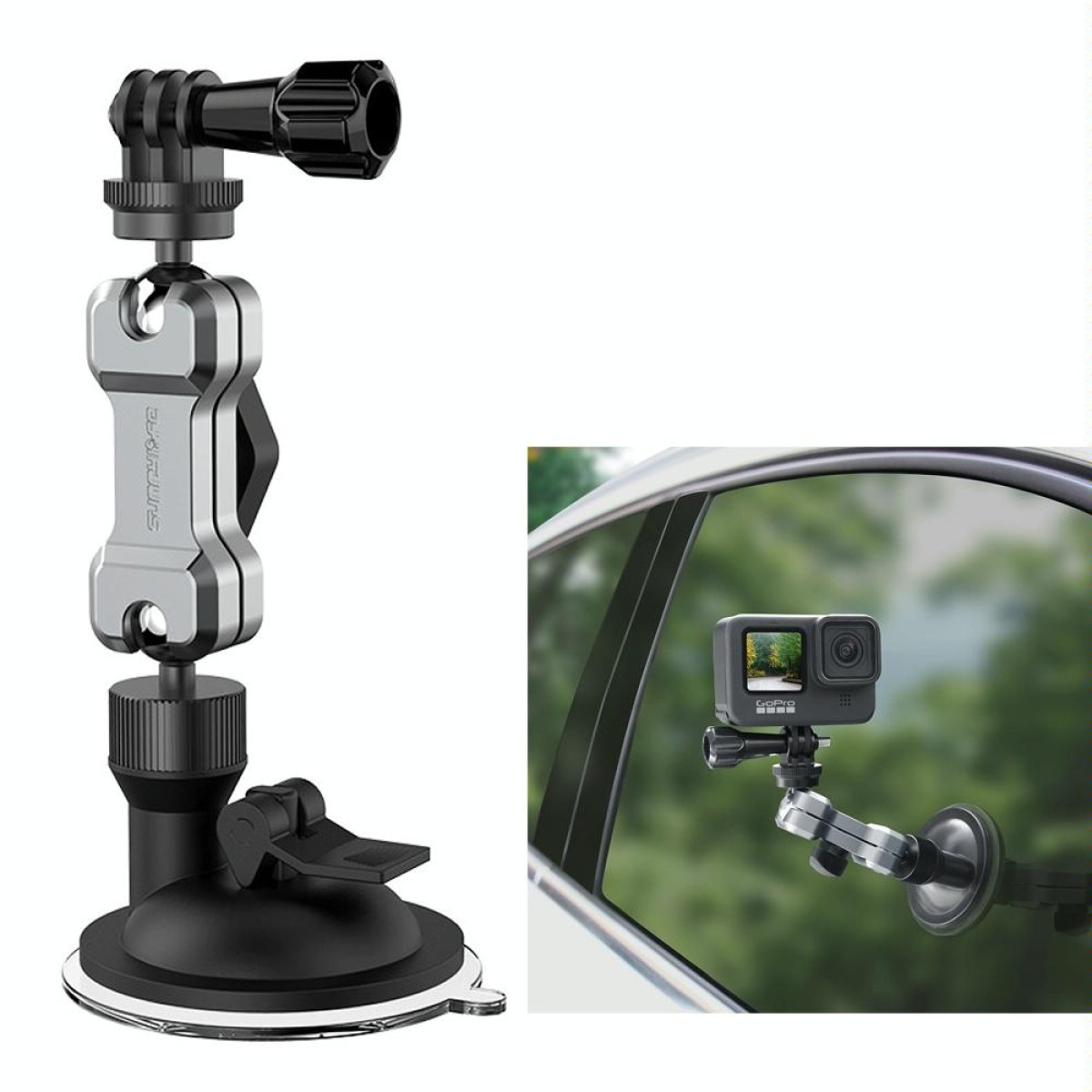 Sunnylife TY-Q9415 Aluminum Alloy Phone Holder Car Suction Cup Bracket Holder for GoPro Hero11 Black / HERO10 Black /9 Black /8 Black /7 /6 /5 /5 Session /4 Session /4 /3+ /3 /2 /1, DJI Osmo Action and Other Action Cameras, Colour: Bracket