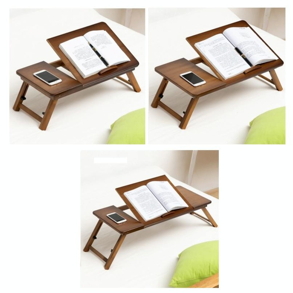 741ZDDNZ Bed Use Folding Height Adjustable Laptop Desk Dormitory Study Desk, Specification: Classic Tea Color 56cm Thick Bamboo