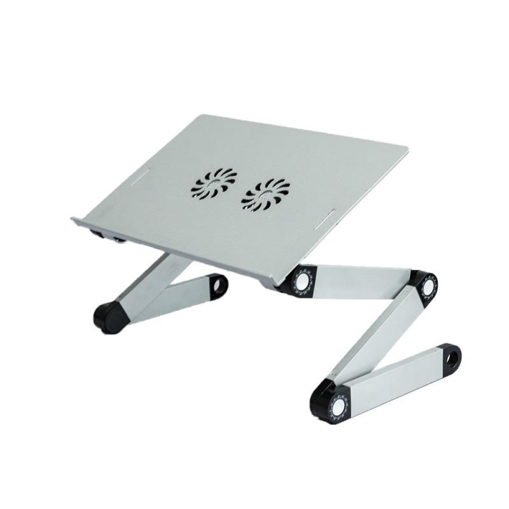 T8 Aluminum Alloy Folding & Lifting Laptop Desk Office Desk Heightening Bracket with Fan & Mouse Board (Silver)