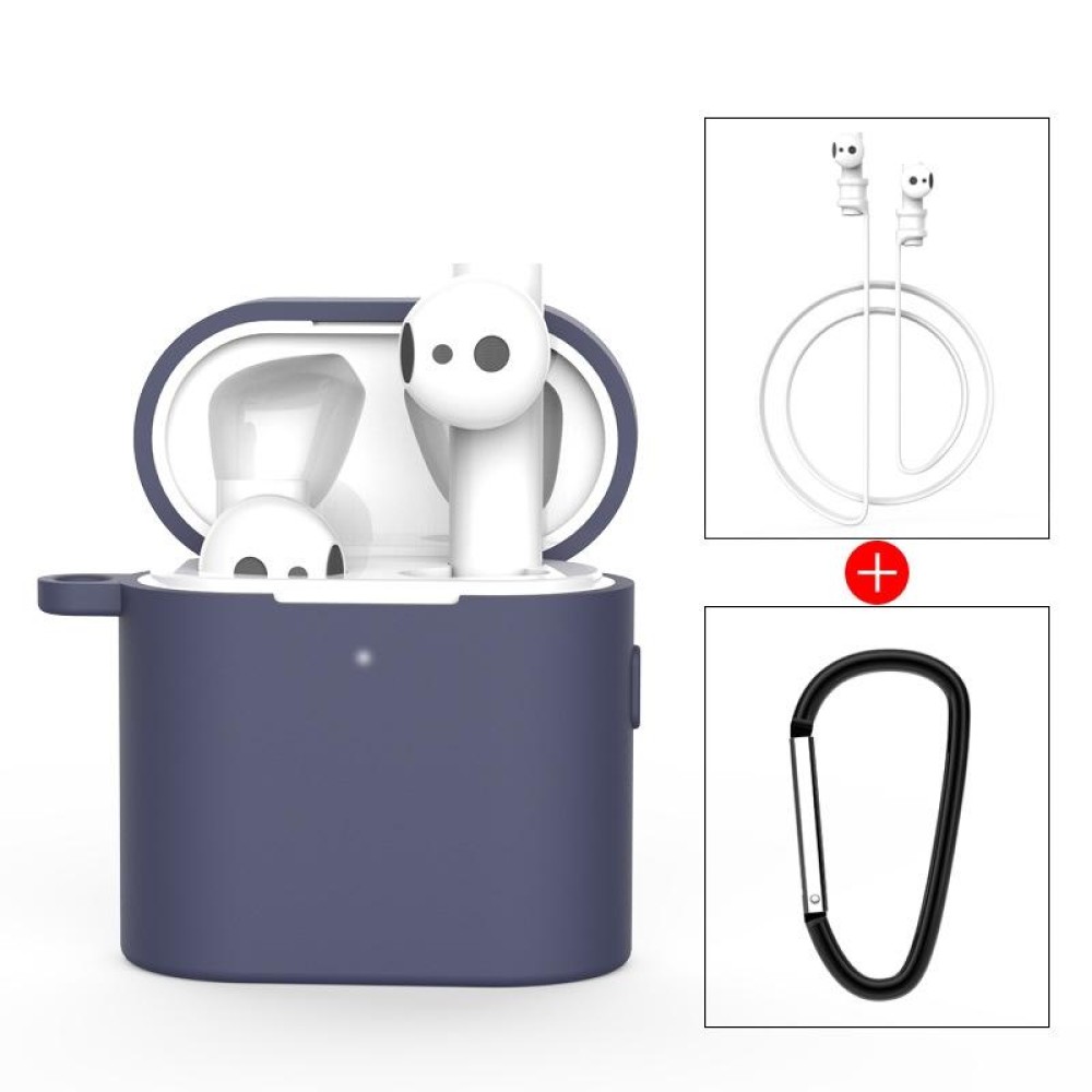 3 PCS For Xiaomi Air 3 in 1 Earphone Silicone Protective Case + Anti-lost Rope + Hook Set(Blue)