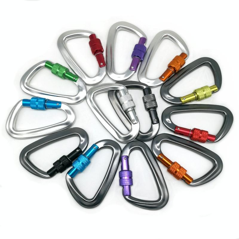 AD802N 8cm Aluminum Alloy Mountaineering Buckle D-Shaped Backpack Climbing Outdoor Hammock Safety Buckle, Color Random Delivery