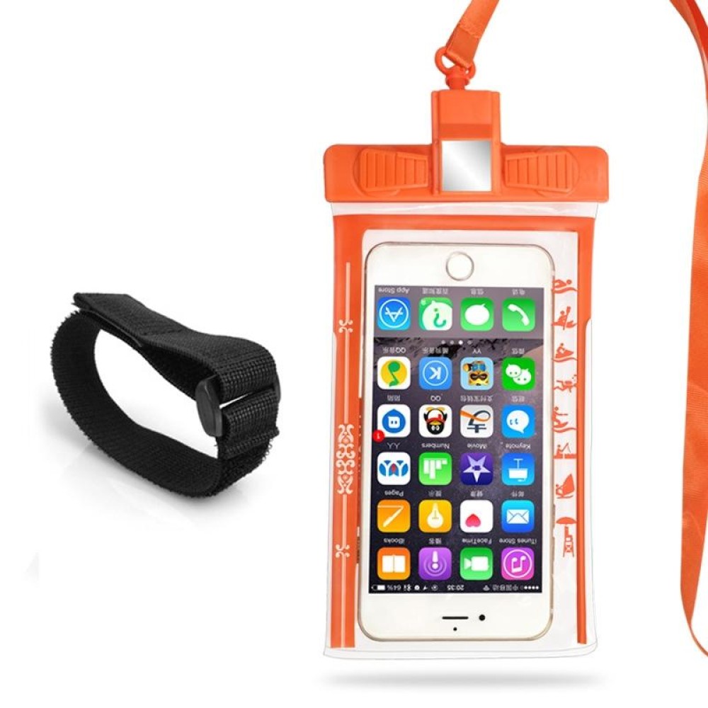 3 PCS Mobile Phone Waterproof Bag Swimming Diving Mobile Phone Sealed Protective Cover With Survival Whistle, Specification： Armband (Orange)