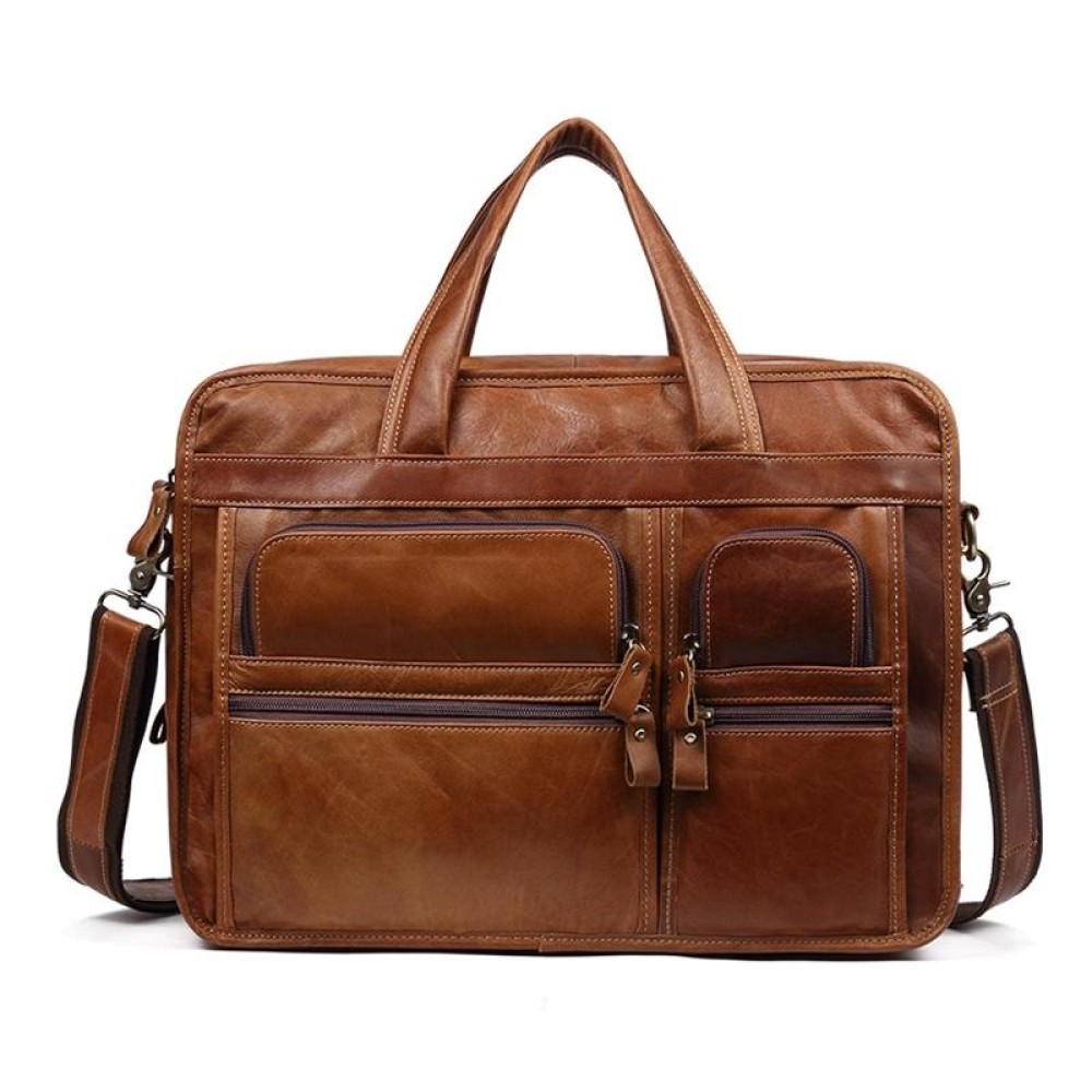 9913 Casual Men Singer-shoulder Messenger Briefcase 15.6 Inch Business Handbag(Brown)