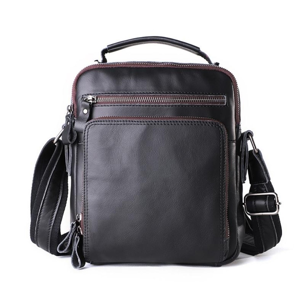 6479 Men Casual Large-Capacity One-Shoulder Messenger Leather Bag(Napa Texture Black)