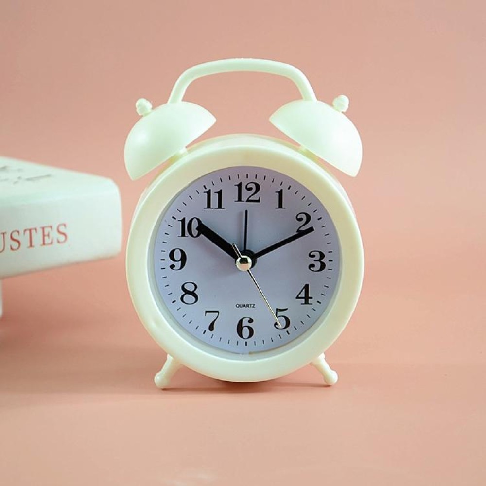 2 PCS Student Bed Small Alarm Clock Desk Alarm Clock(Beige)