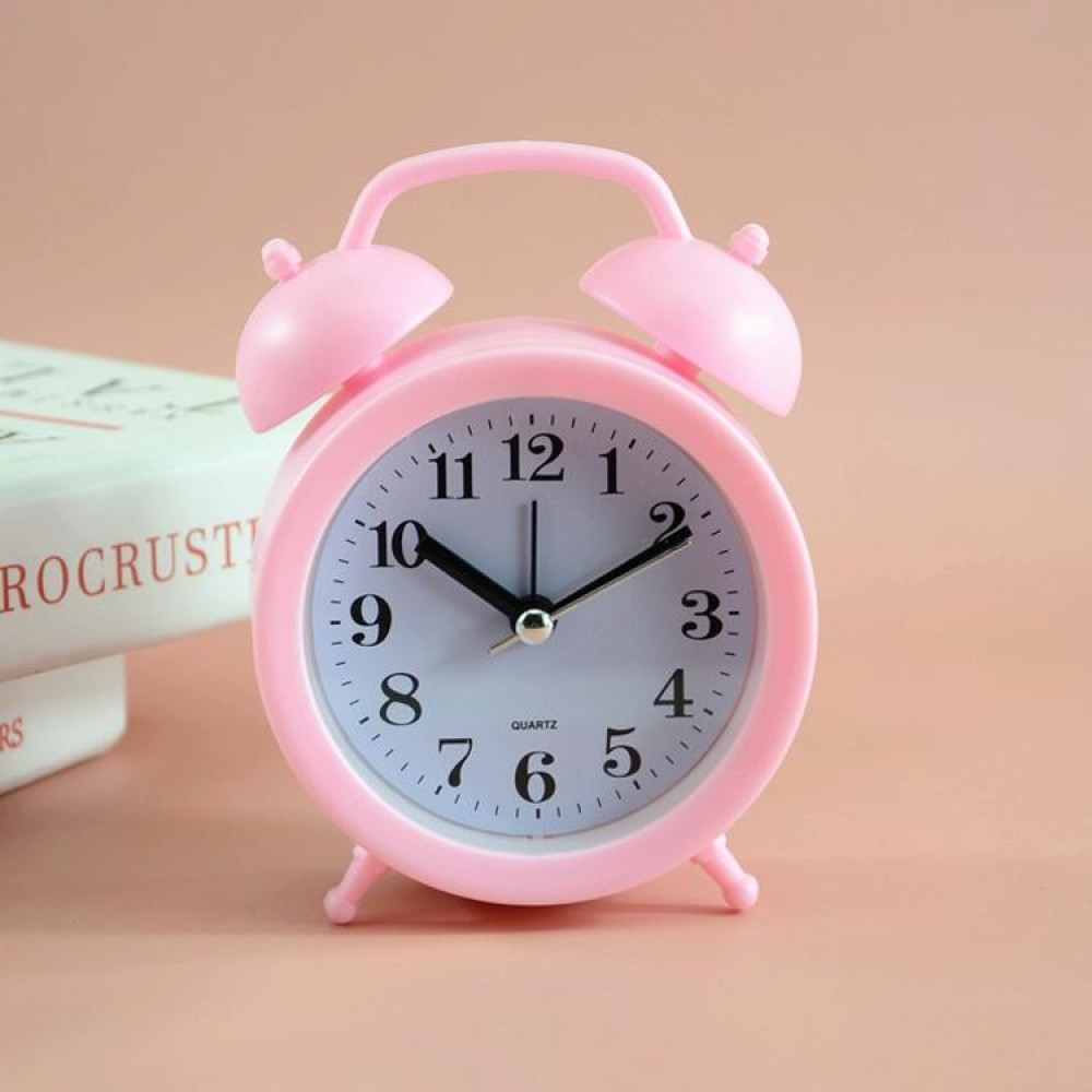 2 PCS Student Bed Small Alarm Clock Desk Alarm Clock(Pink)