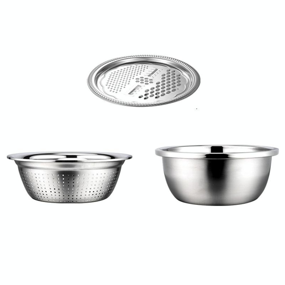 3 in 1 Thickened  Stainless Steel Multifunctional Grater Kitchen Draining And Washing Basin Set(28cm)