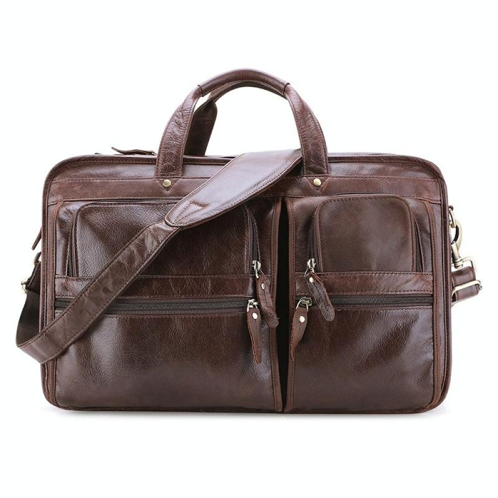 6489 Business Laptop Bag Men Large Capacity Diagonal Briefcase(Oil Coffee)