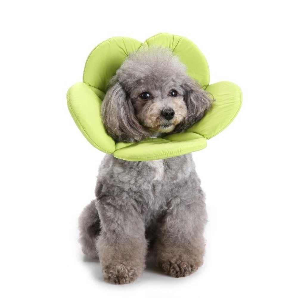 Pet Protection Collar Dog Flower Protection Collar, Specification: S(Green)