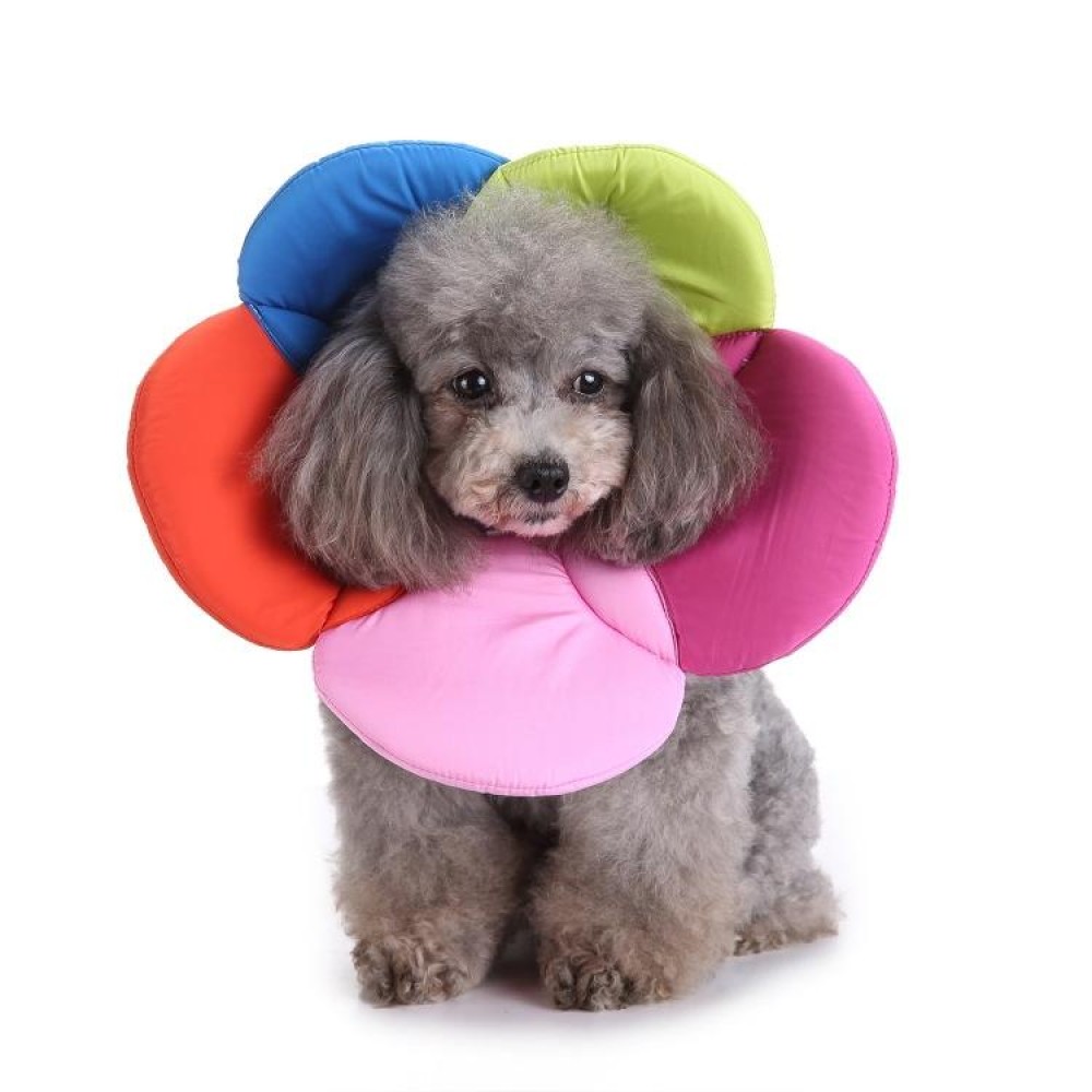 Pet Protection Collar Dog Flower Protection Collar, Specification: M(Rainbow)