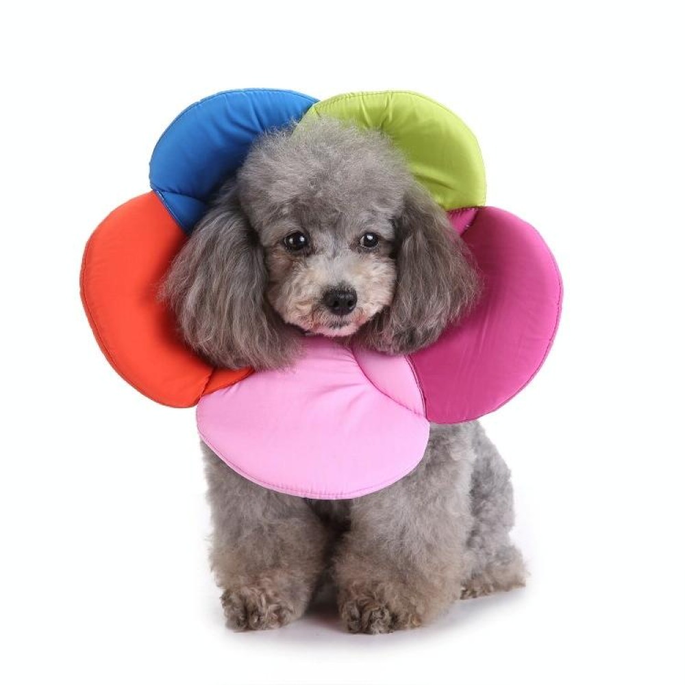 Pet Protection Collar Dog Flower Protection Collar, Specification: L(Rainbow)