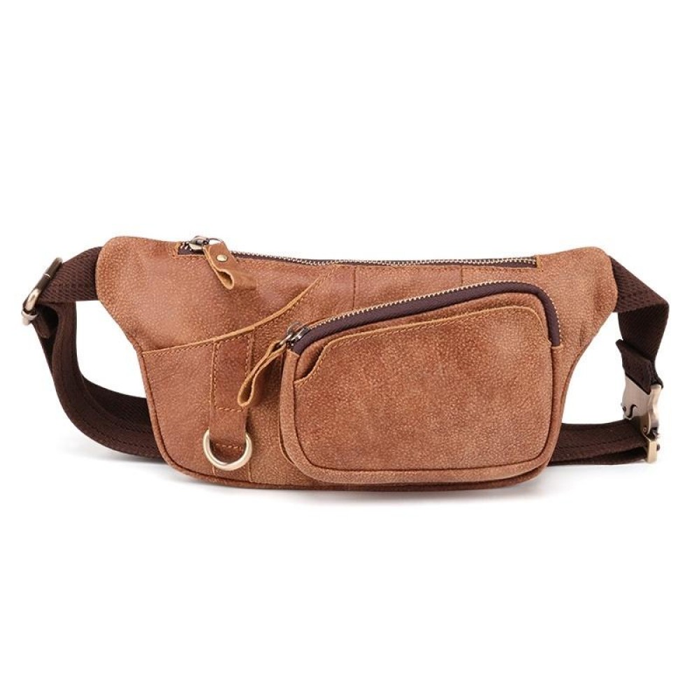 6467 Men Multifunctional Leather Waist Bag Outdoor Sports Diagonal Chest Bag(Brown)