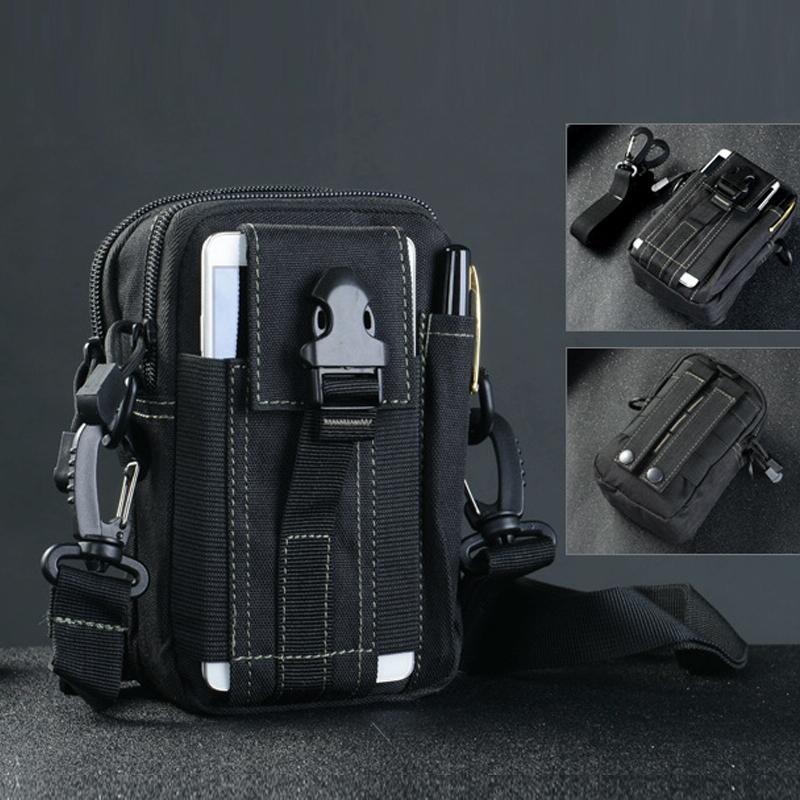 LT-02 Casual Multifunctional Messenger Belt Bag with Shoulder Strap(Black)