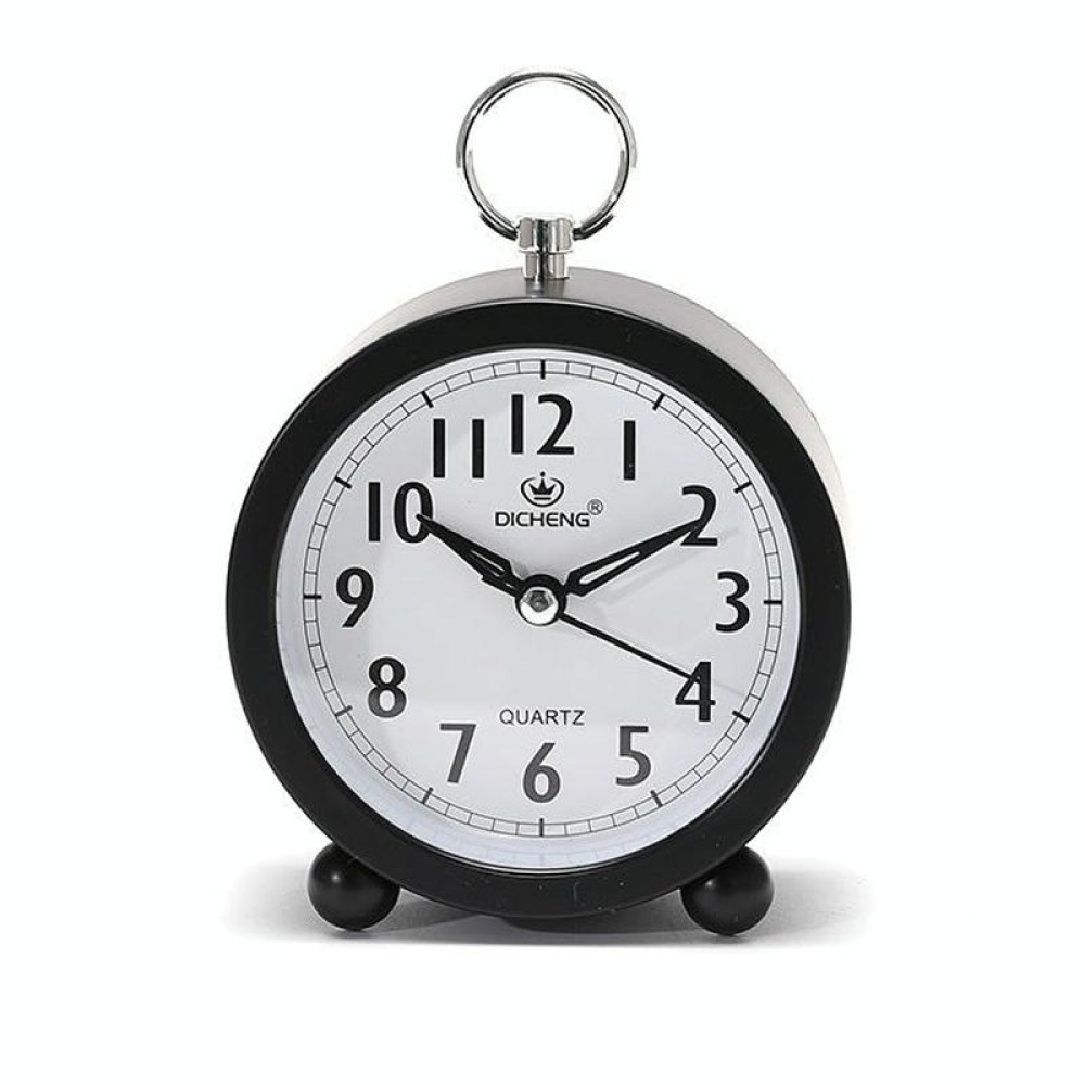 2 PCS Office Home Round Alarm Clock Student Watch Gift(Black)