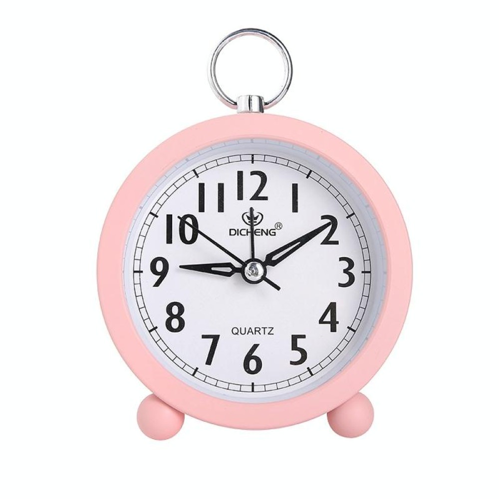 2 PCS Office Home Round Alarm Clock Student Watch Gift(Pink)