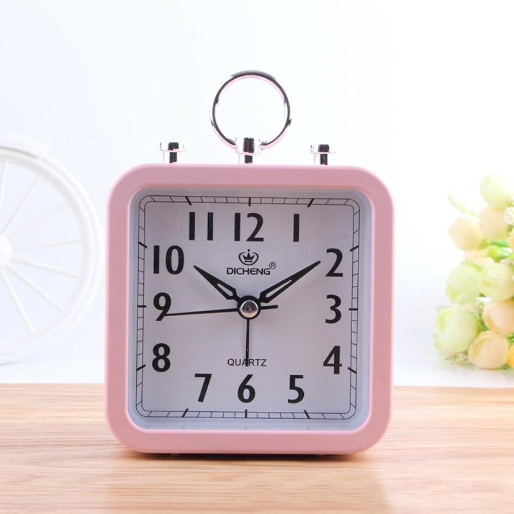 2 PCS Candy Color Office Home Student Square Alarm Clock(Pink)