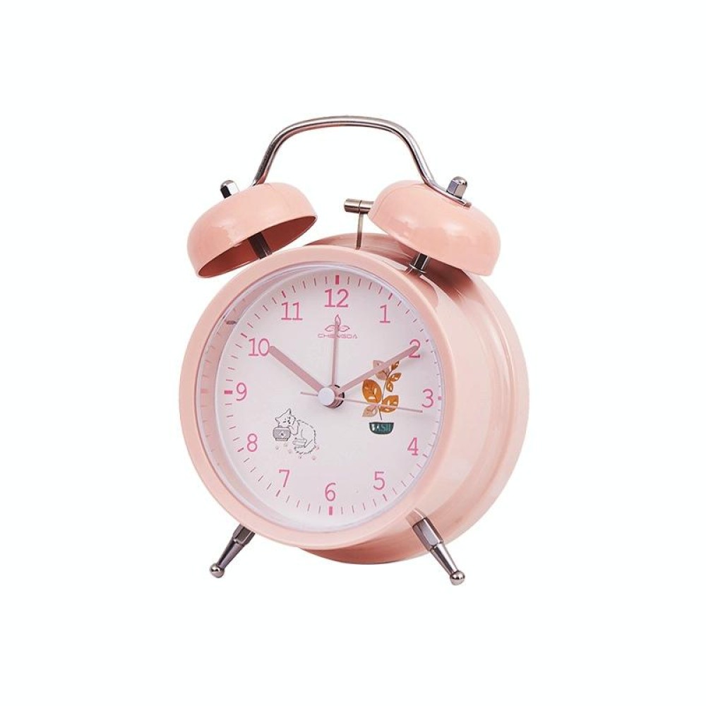 Student Cute Style Bell Alarm Clock Bedside Mute Clock With Light Specification： Y34 3 Inch (Pink)