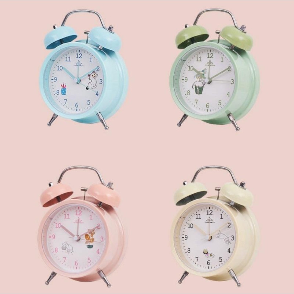 Student Cute Style Bell Alarm Clock Bedside Mute Clock With Light Specification： Y34 3 Inch (Pink)