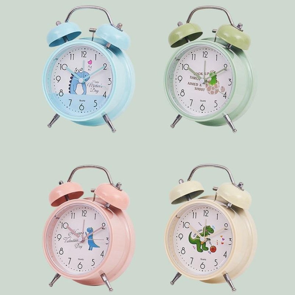Student Cute Style Bell Alarm Clock Bedside Mute Clock With Light Specification： Y35 4 Inch (Blue)