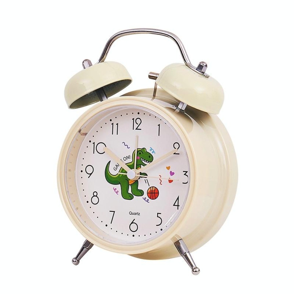 Student Cute Style Bell Alarm Clock Bedside Mute Clock With Light Specification： Y35 4 Inch (Beige)