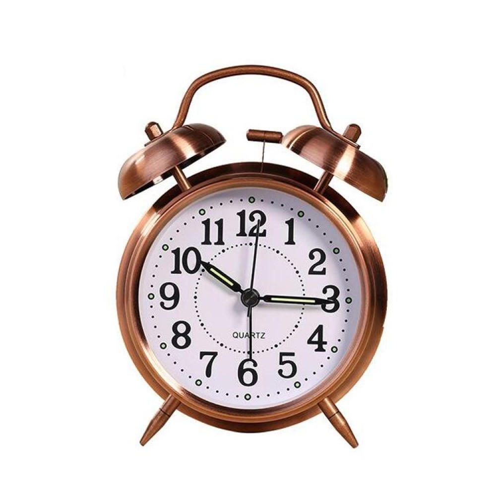 Metal Quality Mute Luminous Alarm Clock Classic Double Bell Clock(Yellow)