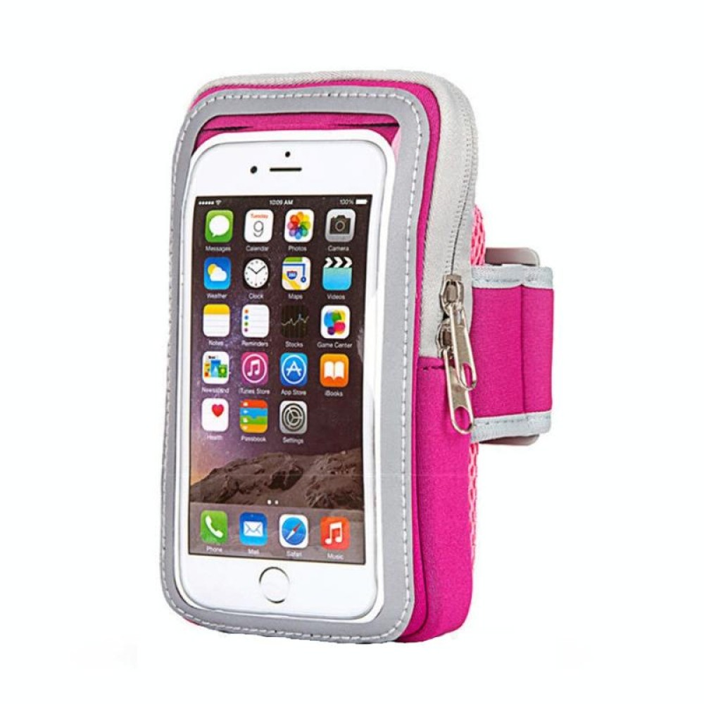 3 PCS Comfortable And Breathable Sports Arm Bag Mobile Phone Wrist Bag For 5.5 Inch Mobile Phone(Rose Red)