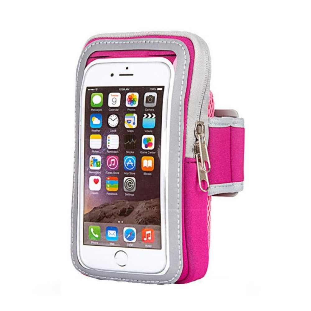 3 PCS Comfortable And Breathable Sports Arm Bag Mobile Phone Wrist Bag For 4-6.5 Inch Mobile Phone(Rose Red)