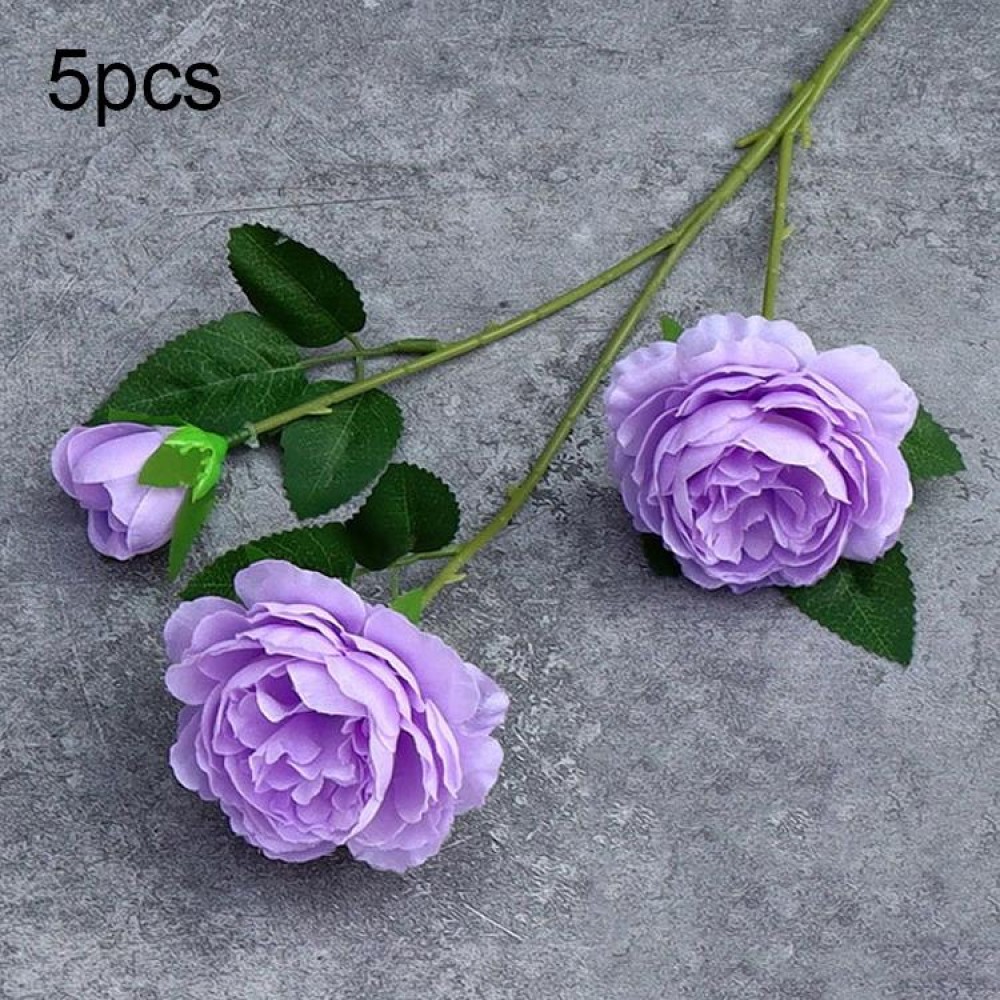 5pcs JC0055 Continental Core Flower Beam Wedding Simulation Flower Home Artificial Silk Flower(Peony Light Purple)