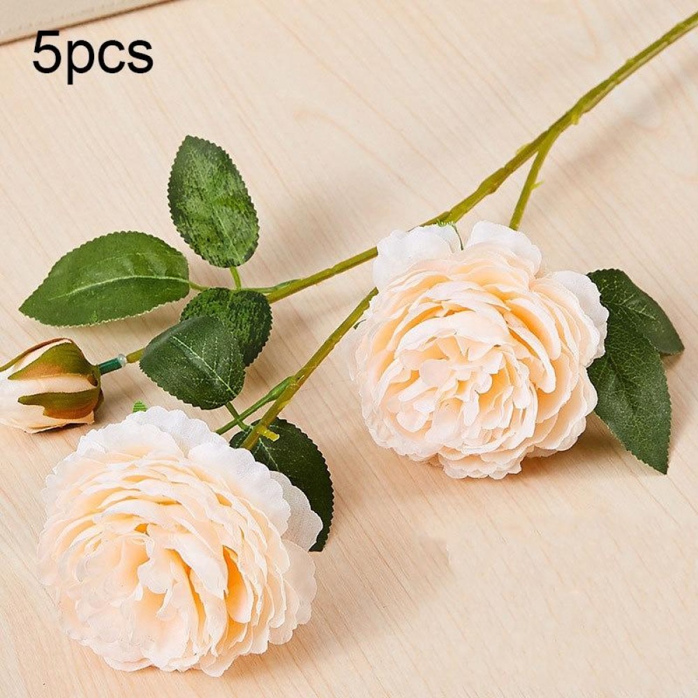 5pcs JC0055 Continental Core Flower Beam Wedding Simulation Flower Home Artificial Silk Flower(Peony Champagne)