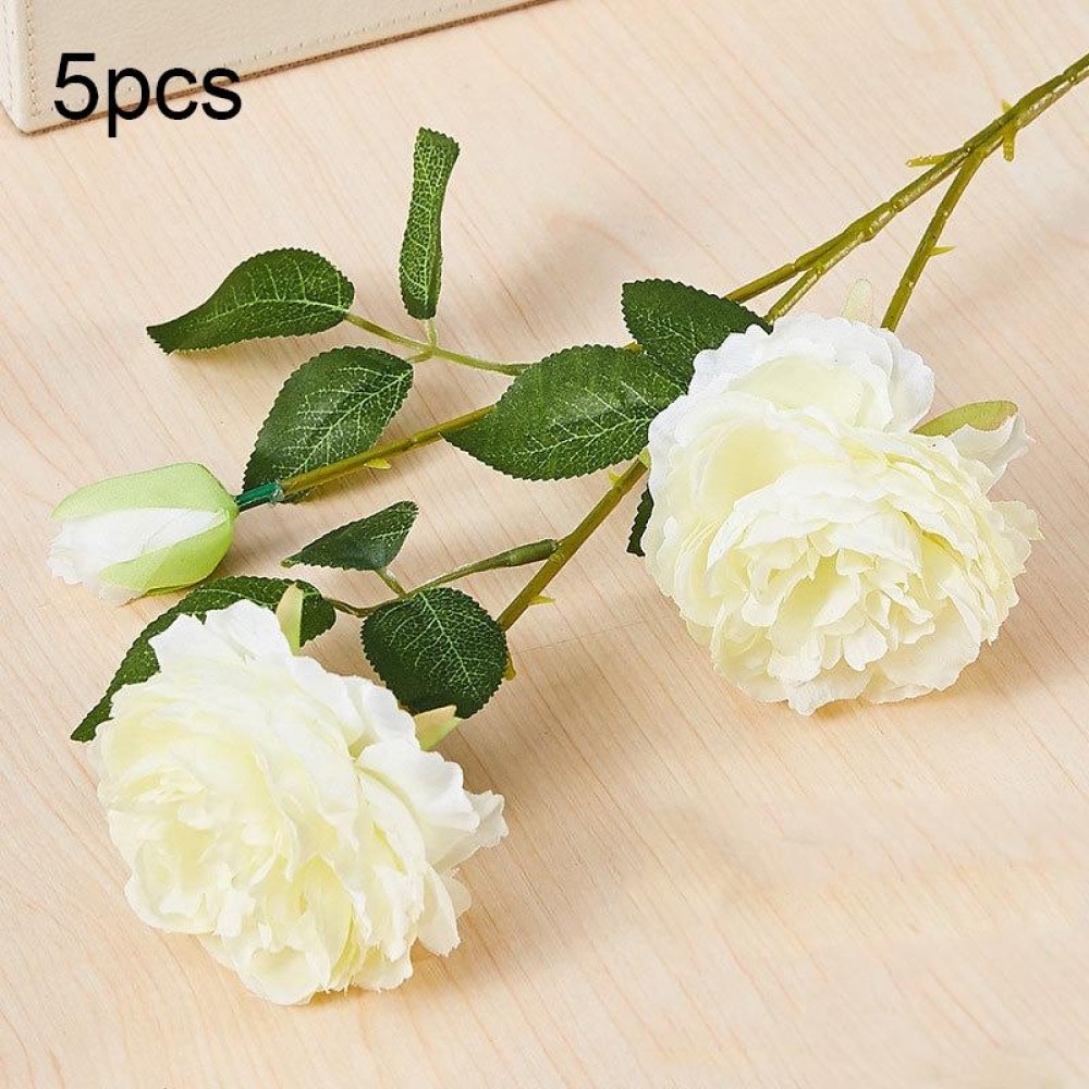 5pcs JC0055 Continental Core Flower Beam Wedding Simulation Flower Home Artificial Silk Flower(Peony White)
