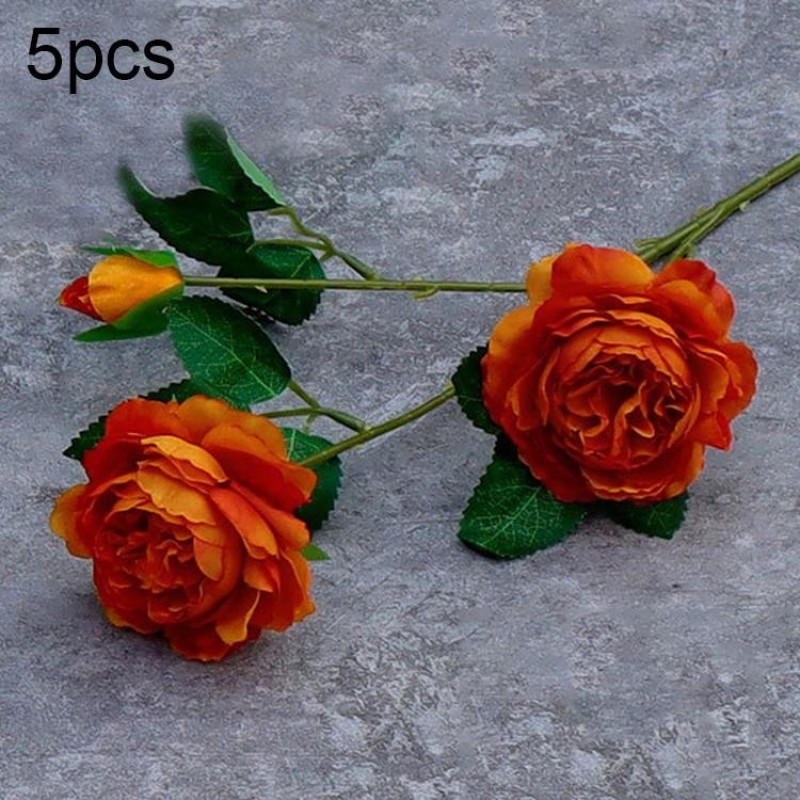 5pcs JC0055 Continental Core Flower Beam Wedding Simulation Flower Home Artificial Silk Flower(Peony Caramel Color)