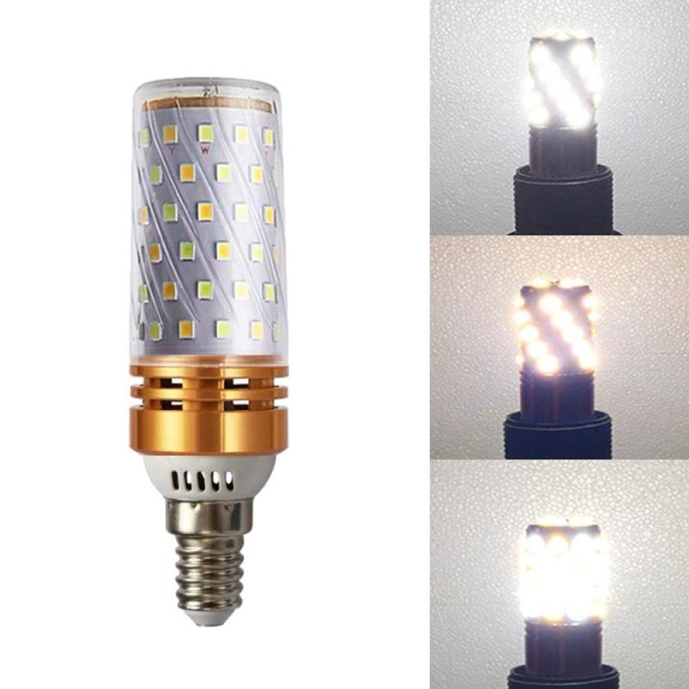 16W-E14  3 PCS No Flicker Corn Light Candle Bulb Screw Bulb, Light color: Three-color Light Engineering