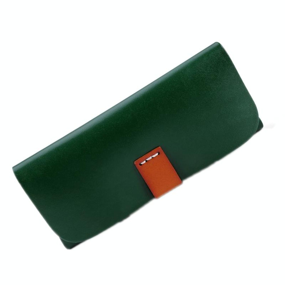 K064 Multifunctional Vegetable Tanned Leather Glasses Storage Box(Army Green)