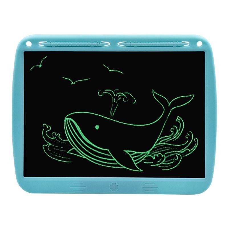 15inch Charging Tablet Doodle Message Double Writing Board LCD Children Drawing Board, Specification: Monochrome Lines (Blue)