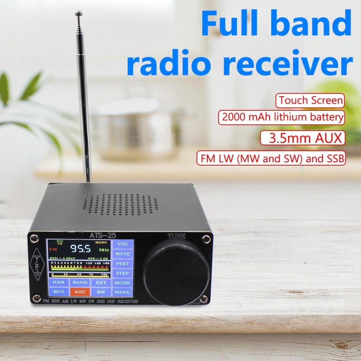 Si4732 ATS-25 2.4-Inch Touch Screen  Full-Band Radio Receiver DSP Receiver