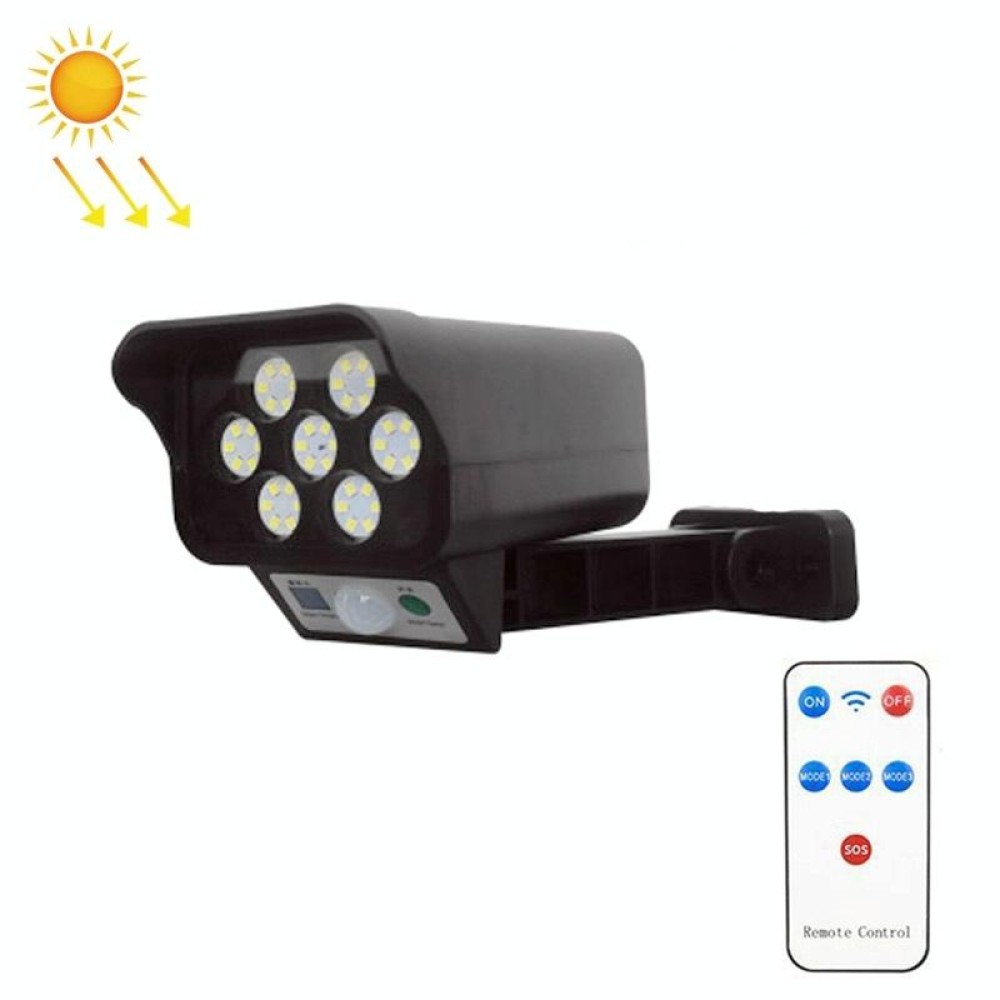 Solar Sensor LED Wall Light Simulation Surveillance Camera Glare Anti-Thief Street Lamp, Style: Remote Control (42LED)